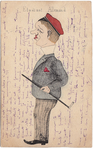 Etudiant allemand - Dessin de Felix Cheriez-1906