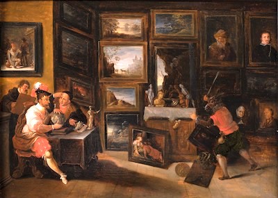 Irruption de l’âne iconoclaste dans un cabinet d’amateur - atelier de Frans Francken 1581-1642